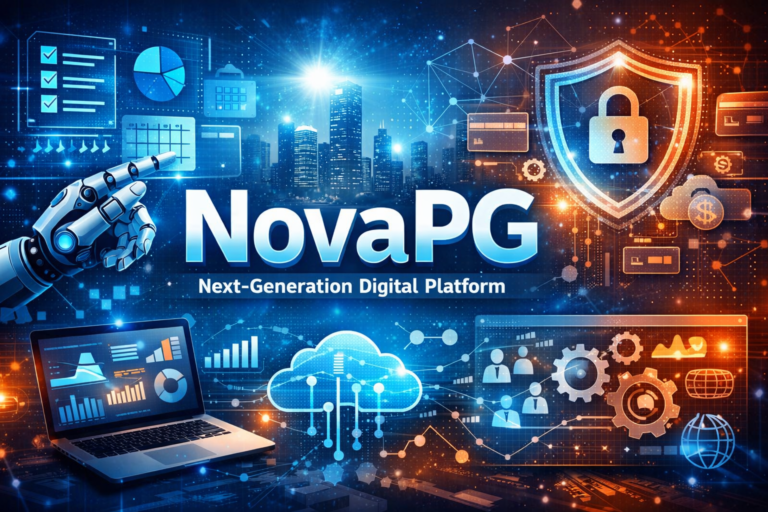 NovaPG next-generation digital platform with AI automation, cloud technology, and cybersecurity concept